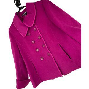 VTG 80s Linda Allard Ellen Tracy Handmade Wool Coat Magenta 8P RY10366 New